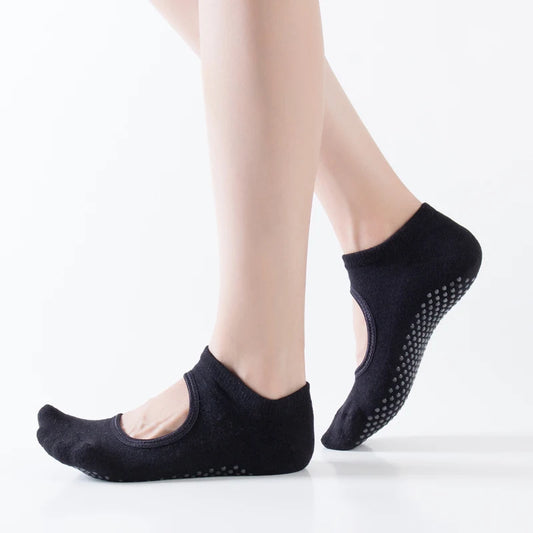 Backless Non-slip Fitness Yoga Socks Cotton Women Sport Pilates Socks Ballet Dance Slippers Barefoot Sock Workout for Gym